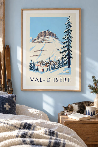 Plakat med Bellevarde-væggen og den olympiske nedfart i Val-d'Isère: indrammet på væggen