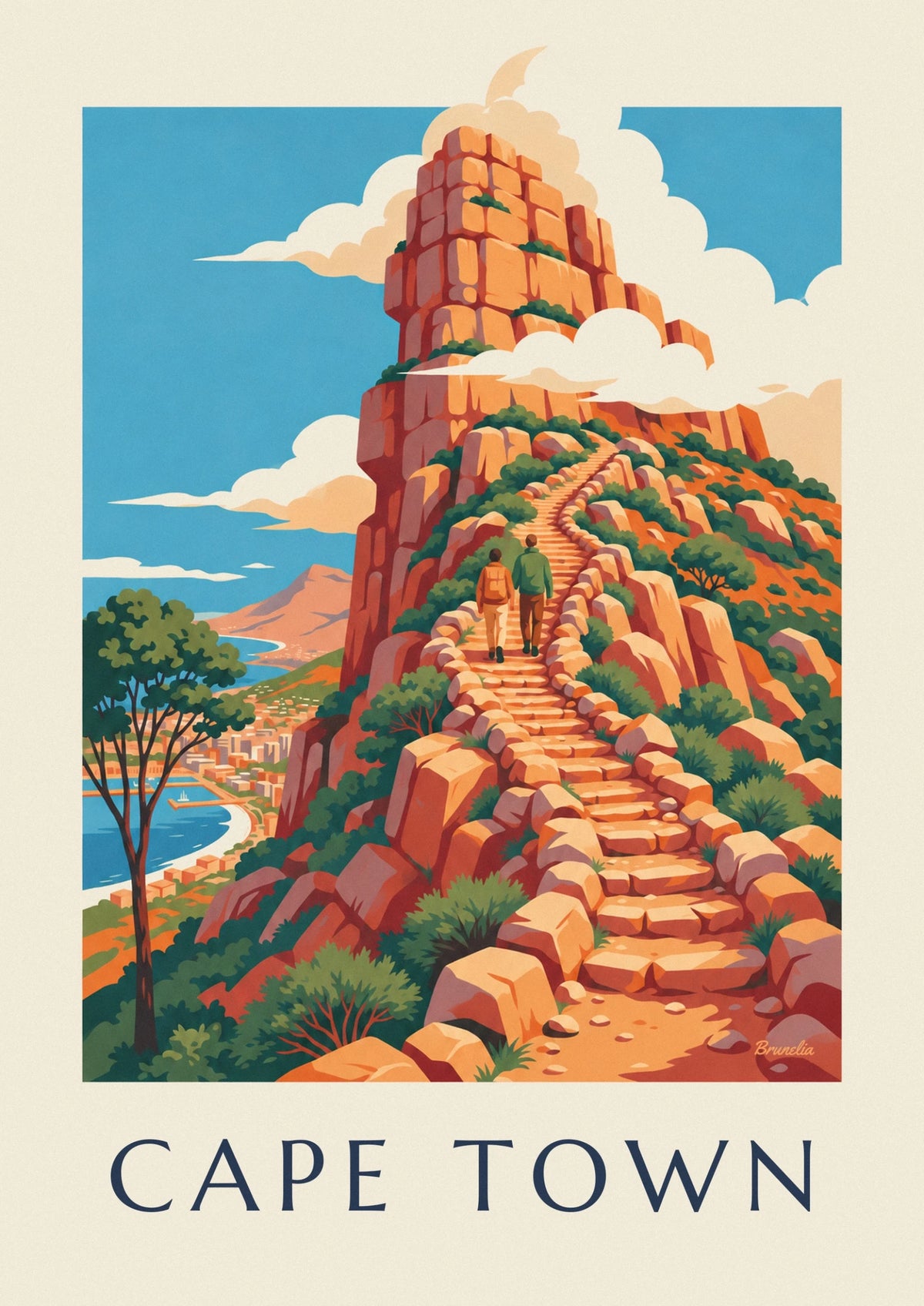 Affiche randonnée sur la montagne de la Table au Cap