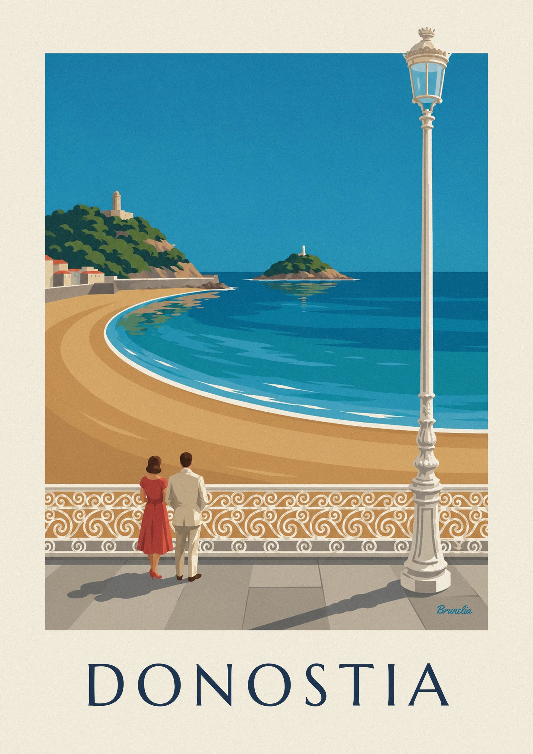 La Concha beach in San Sebastián poster: close-up detail