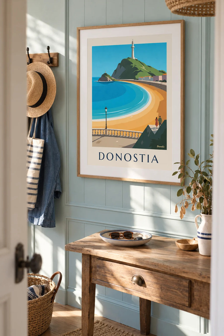 Poster of La Concha beach in San Sebastián: framed on the wall