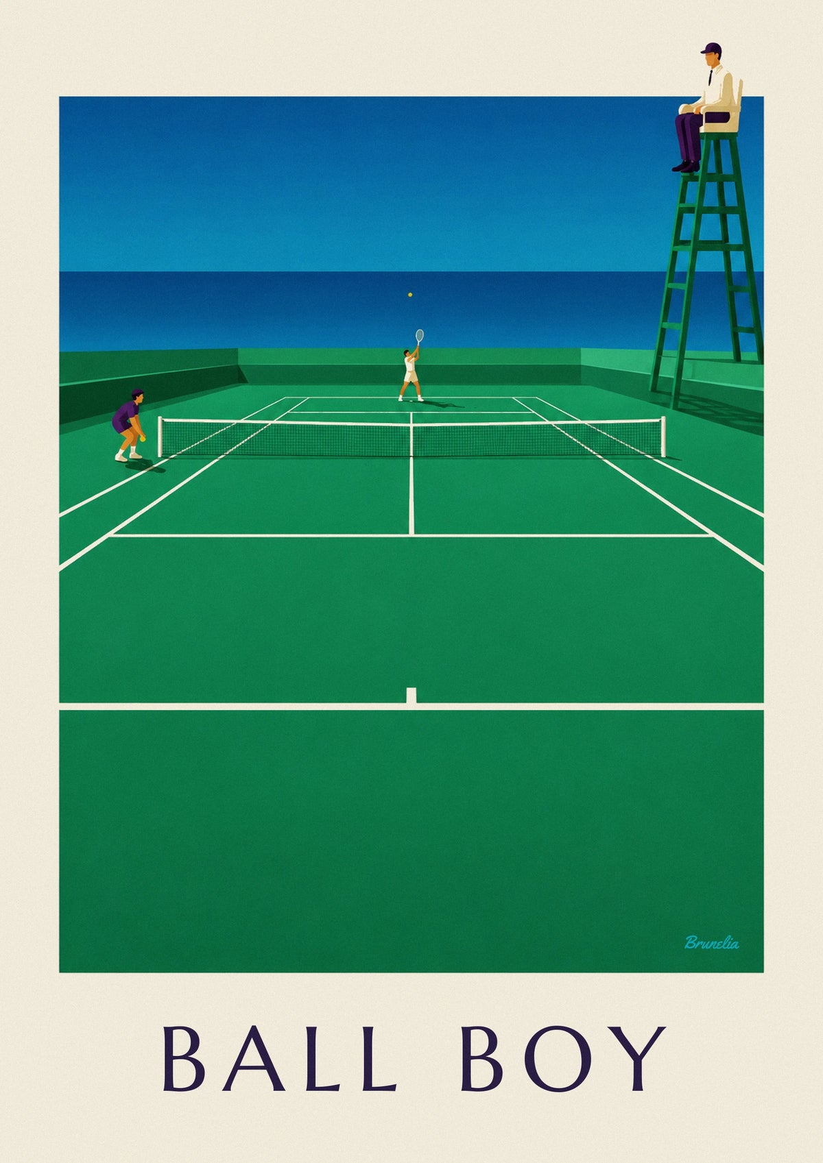Affiche ramasseur de balles sur le court de tennis