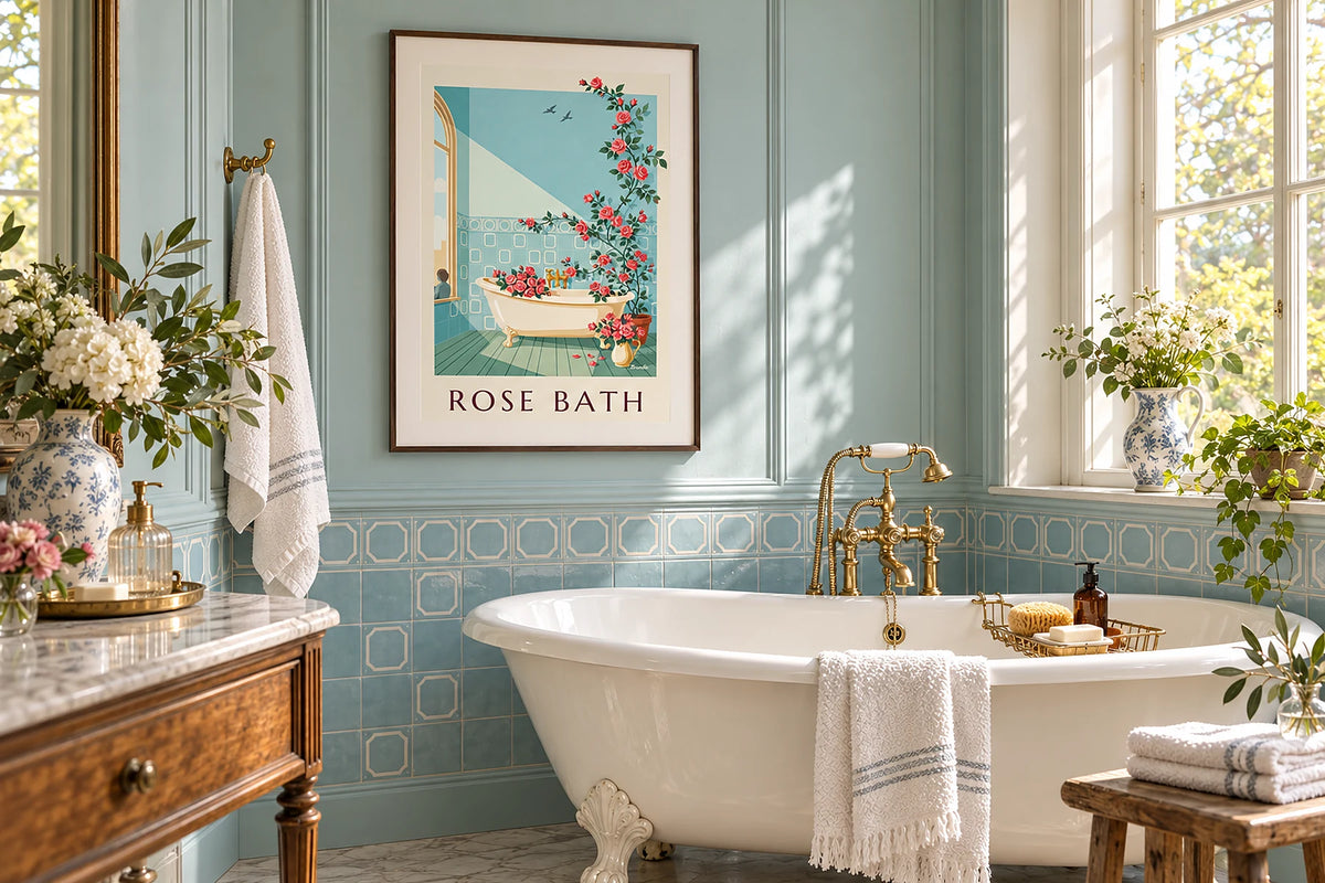 Une affiche dans la salle de bain : choix et précautions